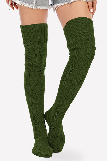 Leoparts Women's Cable Knit Thigh High Socks Over Knee Leg Warmer Stockings