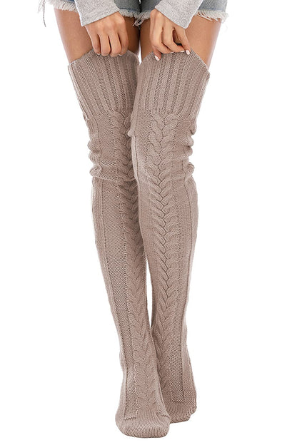 Leoparts Women's Cable Knit Thigh High Socks Over Knee Leg Warmer Stockings