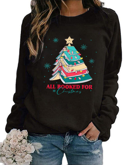 Christmas Sweatshirts for Women Cute Christmas Tree Graphic Long Sleeve Shirt Xmas Holiday Party Pullover Blouse