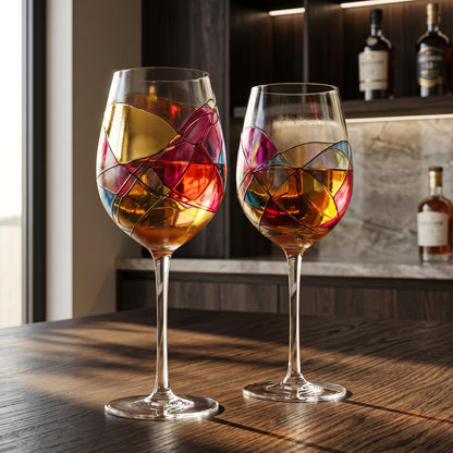 Artisanal Hand Painted Stemless Wine Glasses