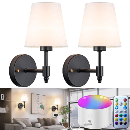 Yhcdlamp Battery Operated Wall Sconce Light with Remote Control, Dimmable Wall Sconce Set of 2