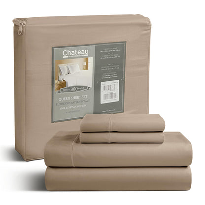 100% Egyptian Cotton Sheets King Size Sheets Set with Fully Elasticated 15" Deep Fitted Sheet & Pillowcases