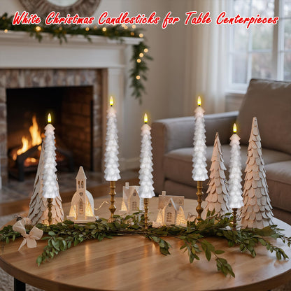 Green Christmas Tree Flameless Taper Candles Battery Operated Remote Timer