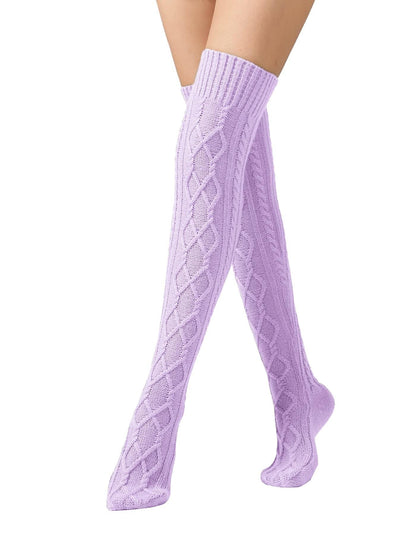 Leoparts Women's Cable Knit Thigh High Socks Over Knee Leg Warmer Stockings