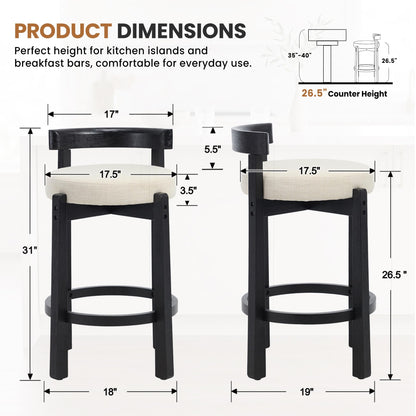 Lukealon Mid Century Linen Counter Stools Set of 4