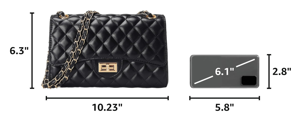 Quilted Leather Crossbody Bags for Women Trendy Ladies Shoulder Purse Satchel HandBag with Chain Strap
