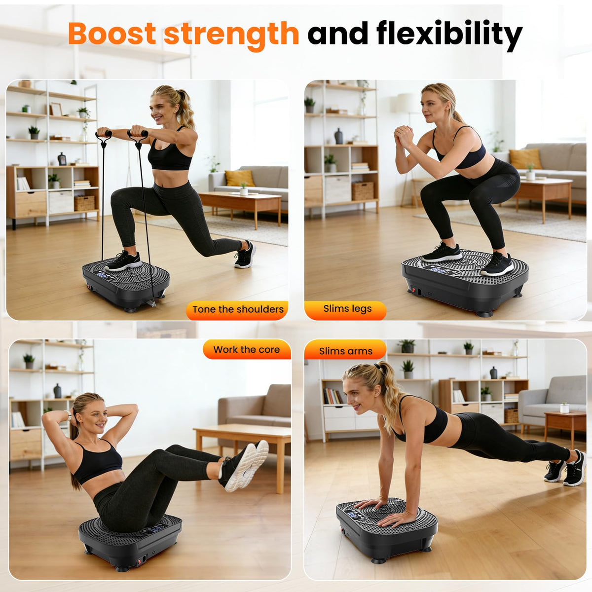 Axv Vibration Plate Fitness Platform Exercise Machine Vibrating Shaking Full Body Shaker Workout Vibrate Stand Shake Board Sport for Weight Loss Fat Burner for Gym Home Office