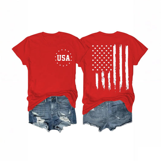 Women's 4th of July Outfits Usa Shirt Memorial Day Red White and Blue Patriotic Shirts American Flag Graphic Tops