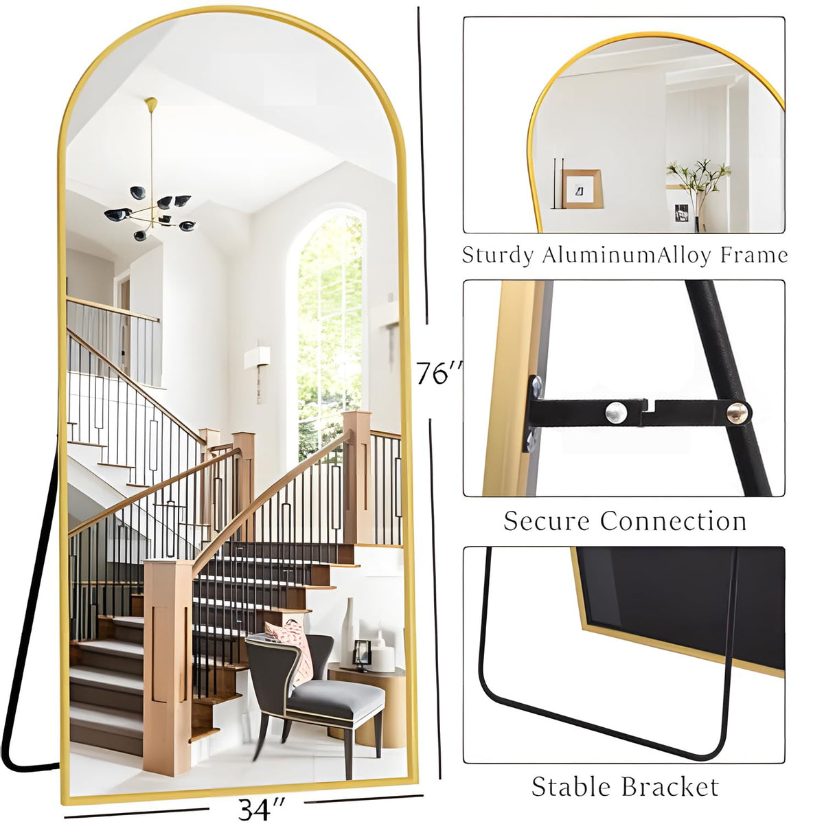 OGCAU Arched Full Length Mirror 76"x34"