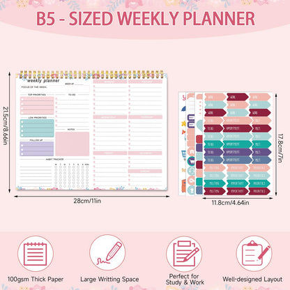 Thboxes Weekly Desk Planner, 8.5x11 In To Do List Notepad, 52 Sheets