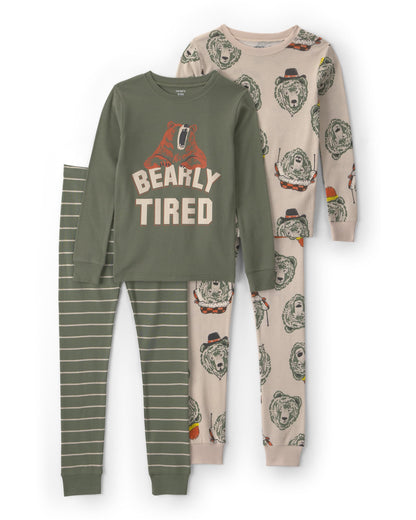 Carter's Boys' 4-piece Tight Fit Cotton Pajama Set