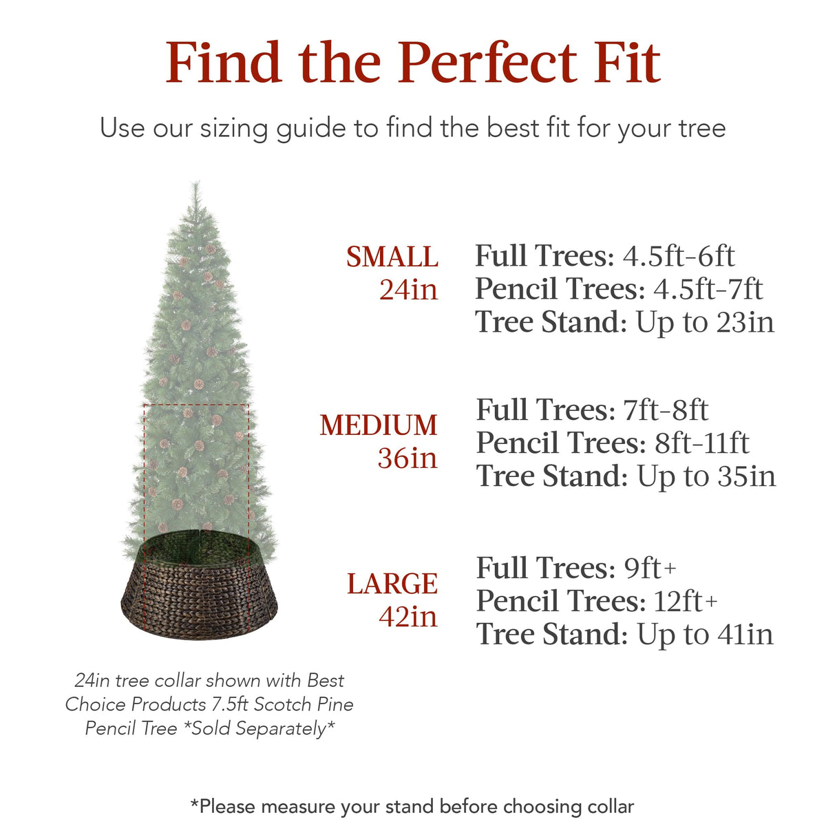 Best Choice Products 42in Christmas Tree Collar, Woven Hyacinth 4-Piece Holiday Rattan Tree Skirt Accessory for Home W/Cord Cut-Out - Chestnut