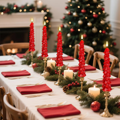 Green Christmas Tree Flameless Taper Candles Battery Operated Remote Timer