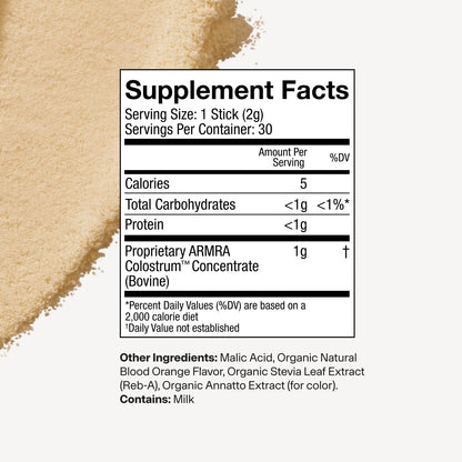 Armra Colostrum Powder | Blood Orange | Gut Health & Bloating | Skin & Hair | Immunity | Keto, Gluten & Fat-Free | 30 Servings