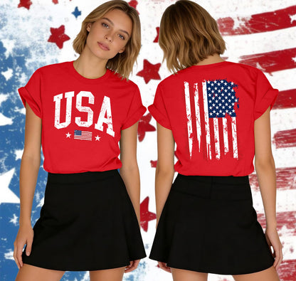 American Flag Shirts for Women 4th of July T-Shirts Usa Graphic Tees Casual Blouse Tops