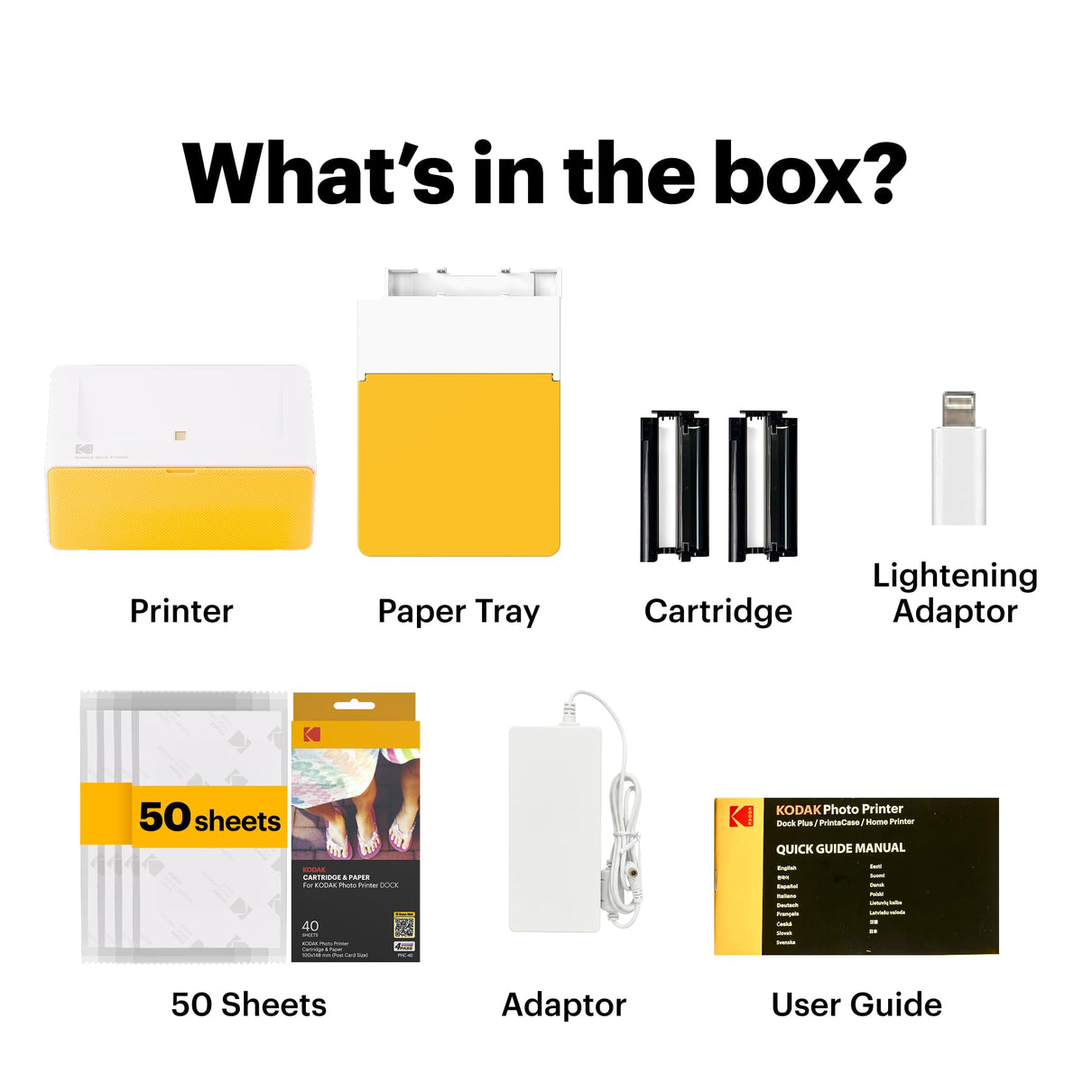 Kodak Dock Plus 4x6'' Photo Printer, 10 Sheets, Docking & Bluetooth Smartphone Printer