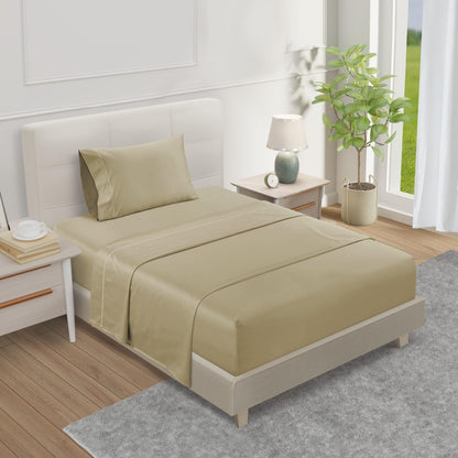 100% Egyptian Cotton Sheets King Size Sheets Set with Fully Elasticated 15" Deep Fitted Sheet & Pillowcases