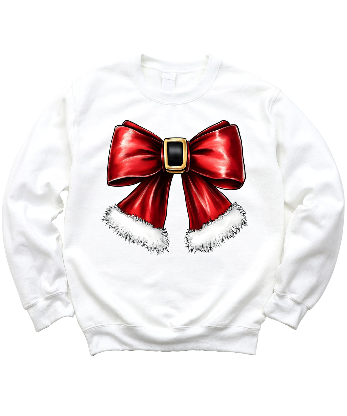 Olive Loves Apple Red Santa Bow Sweatshirt for Women Teens and Kids Christmas Holiday Pullover