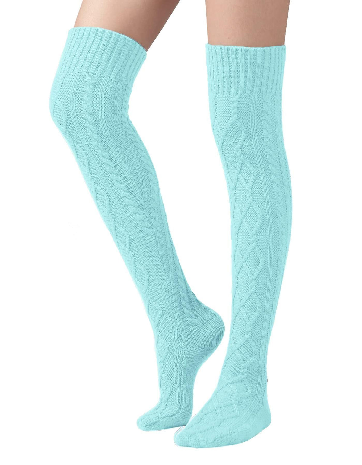 Leoparts Women's Cable Knit Thigh High Socks Over Knee Leg Warmer Stockings