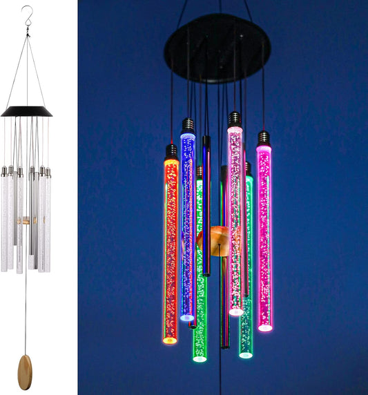 Solar Wind Chimes for Outside, Desgully 6 LED Tubes Color Changing