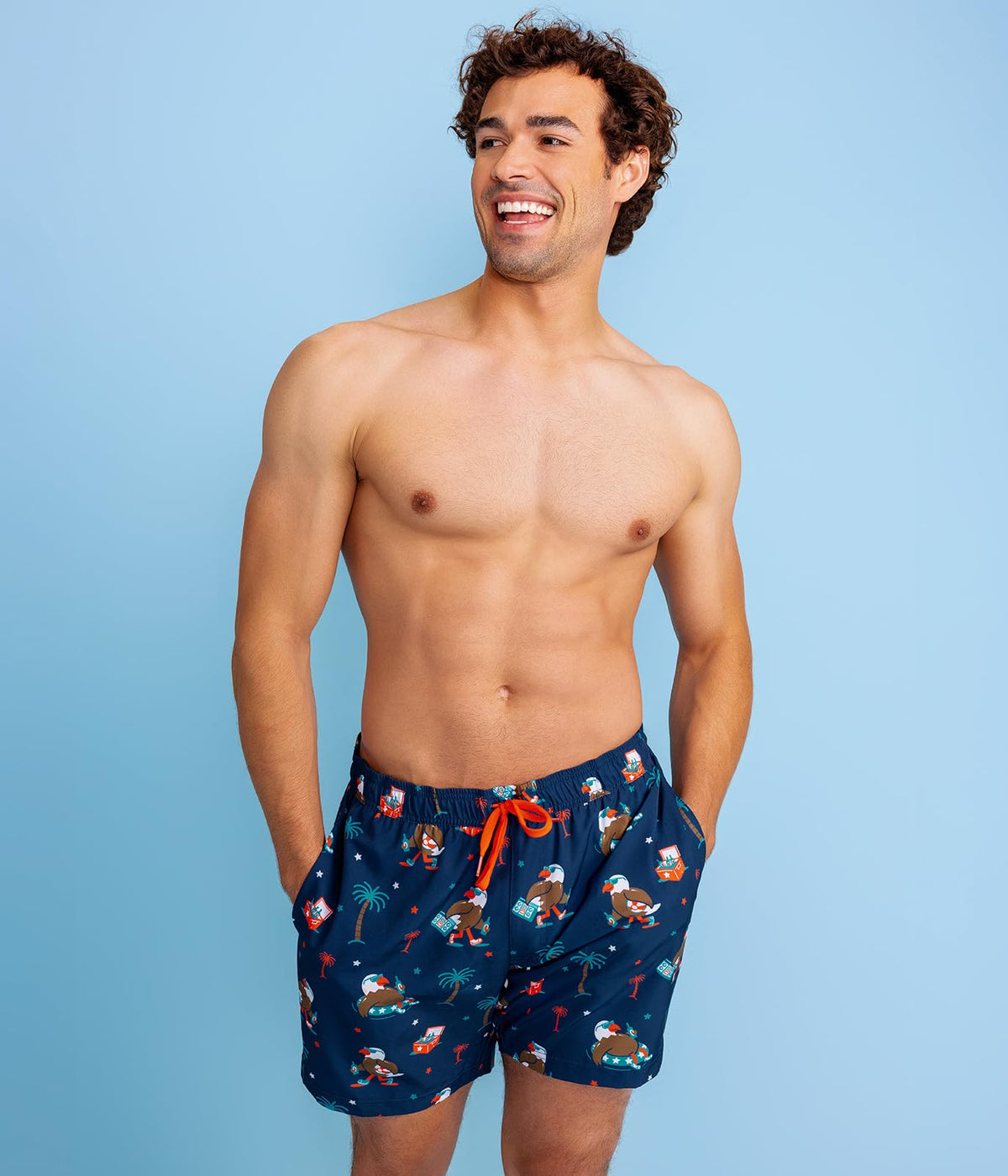 Tipsy Elves Men's Usa Swimming Trunks 7'' Inseam 4 Way Stretch Fabric W/Mesh Liner Swim Trunks for Men Bathing Suit