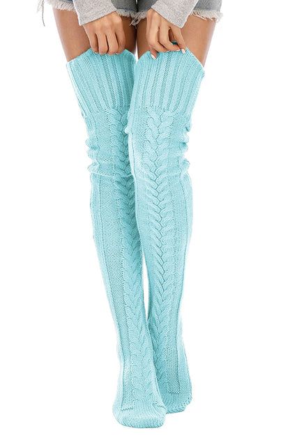 Leoparts Women's Cable Knit Thigh High Socks Over Knee Leg Warmer Stockings