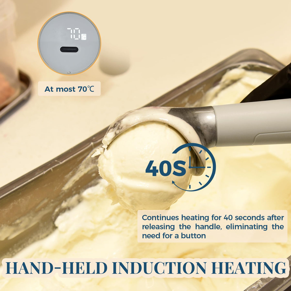 Heated Ice Cream Scoop Rechargeable