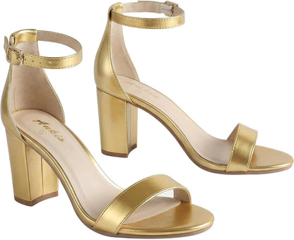 Ankis Heels for Women Open Toe Ankle Strap Chunky Heel Sandals 2.75 Inch