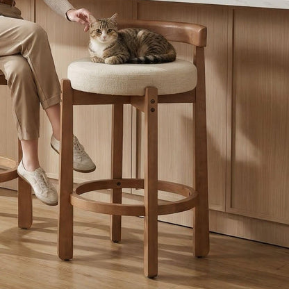 Lukealon Mid Century Linen Counter Stools Set of 4