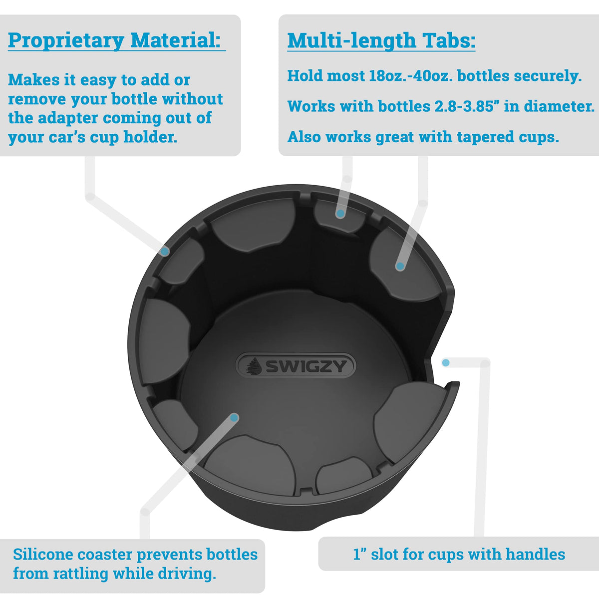 Swigzy Car Cup Holder Expander Adapter for Large Water Bottles
