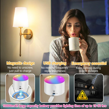 Yhcdlamp Battery Operated Wall Sconce Light with Remote Control, Dimmable Wall Sconce Set of 2