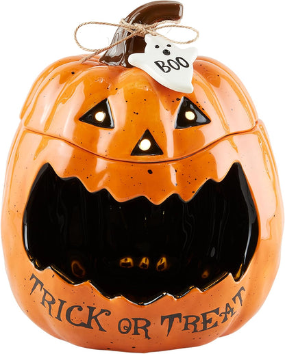Mud Pie LED Sound Pumpkin Container; 9" X 8" Dia