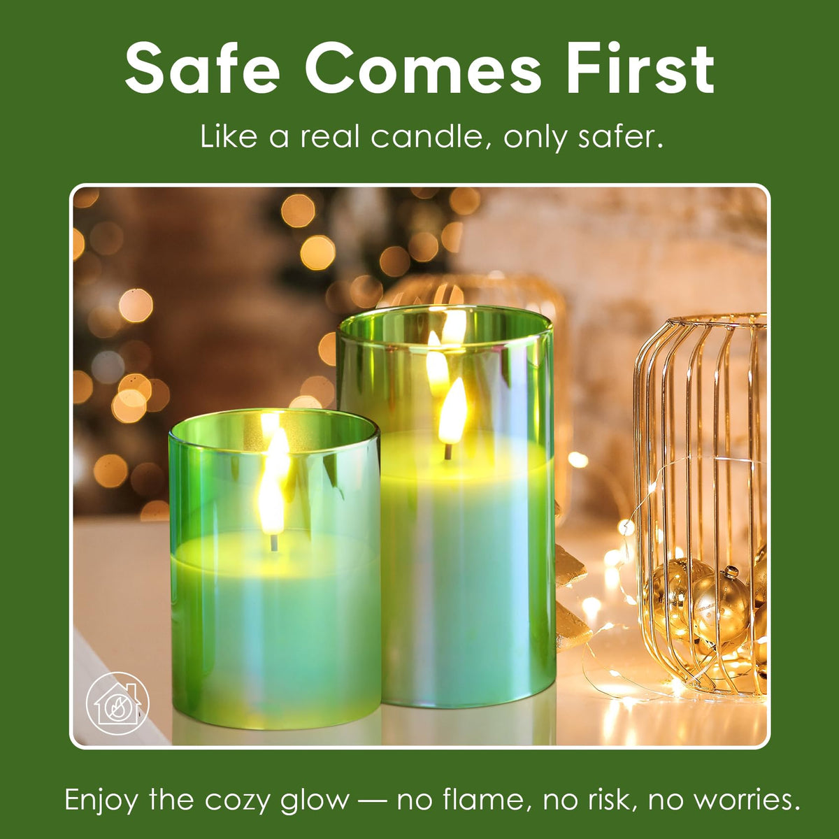 Eywamage Smoke Grey Glass Flameless Pillar Candles with Remote, Flickering LED Battery Candles Table Decor Set of 3