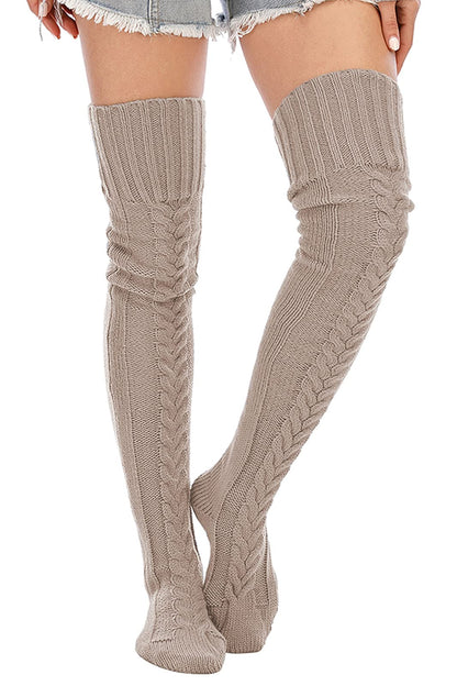 Leoparts Women's Cable Knit Thigh High Socks Over Knee Leg Warmer Stockings