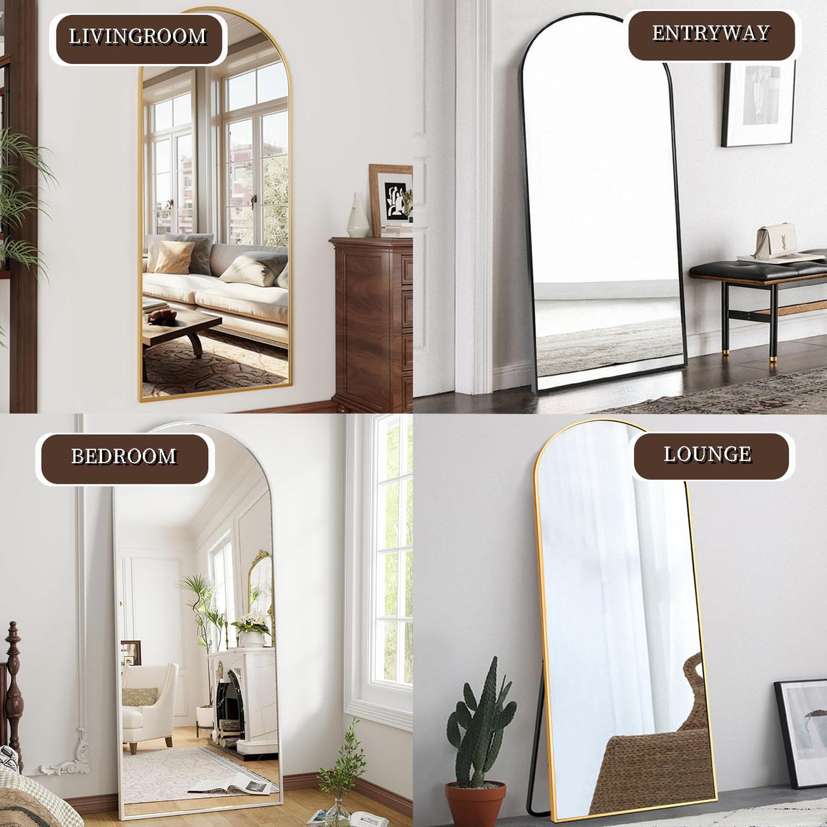 OGCAU Arched Full Length Mirror 76"x34"