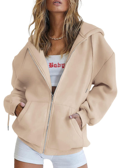 PRETTYGARDEN Women's Fall Zip Up Hoodies Sweatshirts