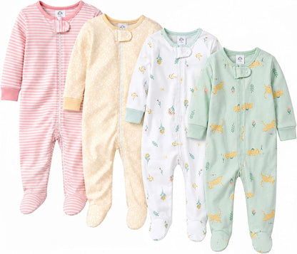 Gerber Baby Girls 4-Pack Sleep 'N Play Footie