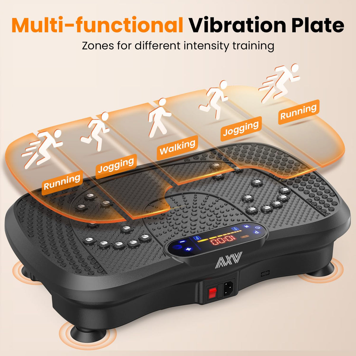 Axv Vibration Plate Fitness Platform Exercise Machine Vibrating Shaking Full Body Shaker Workout Vibrate Stand Shake Board Sport for Weight Loss Fat Burner for Gym Home Office