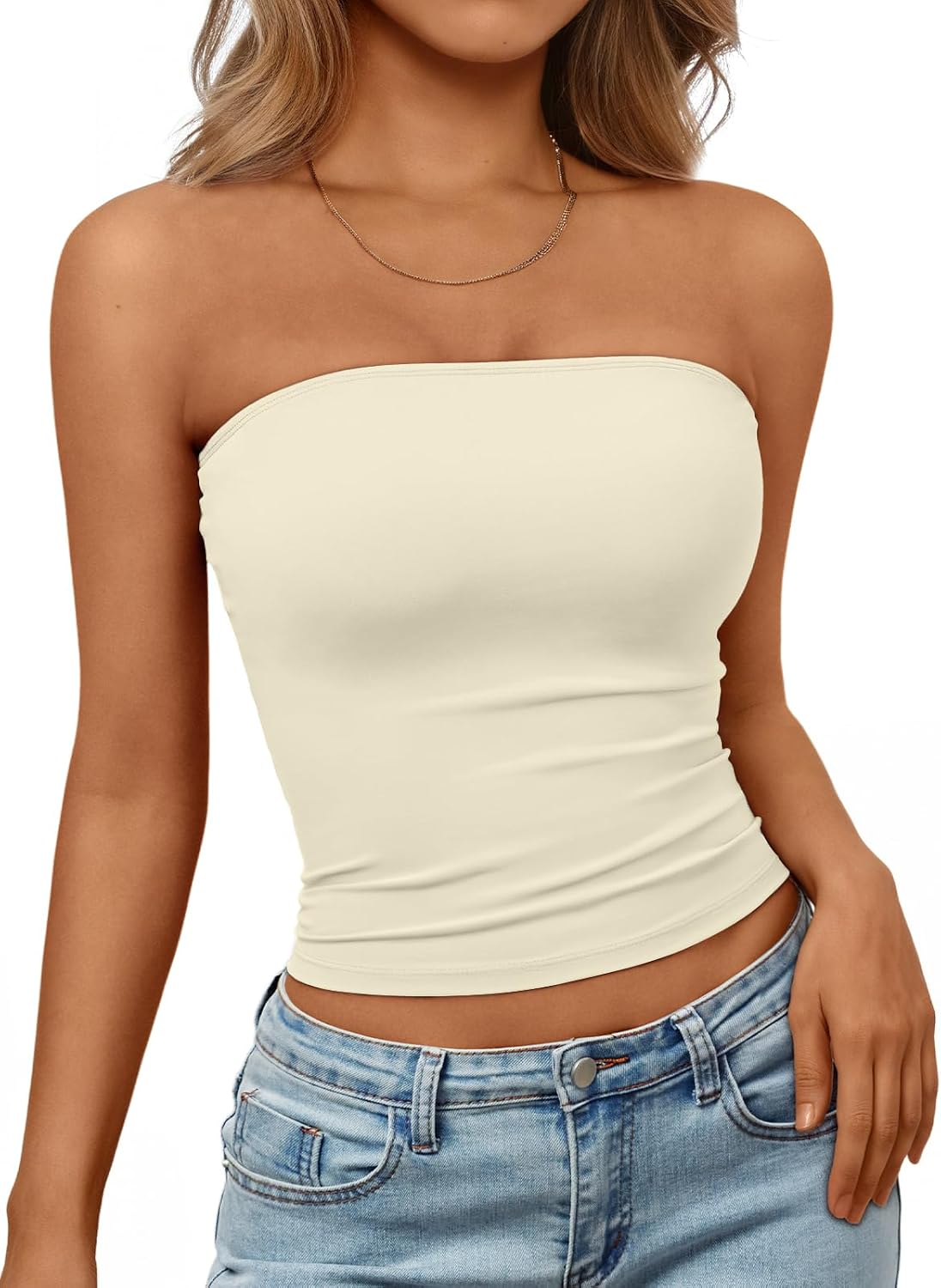 Trendy Queen Women's Strapless Bandeau Crop Top