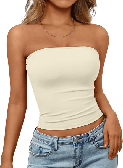 Trendy Queen Women's Strapless Bandeau Crop Top