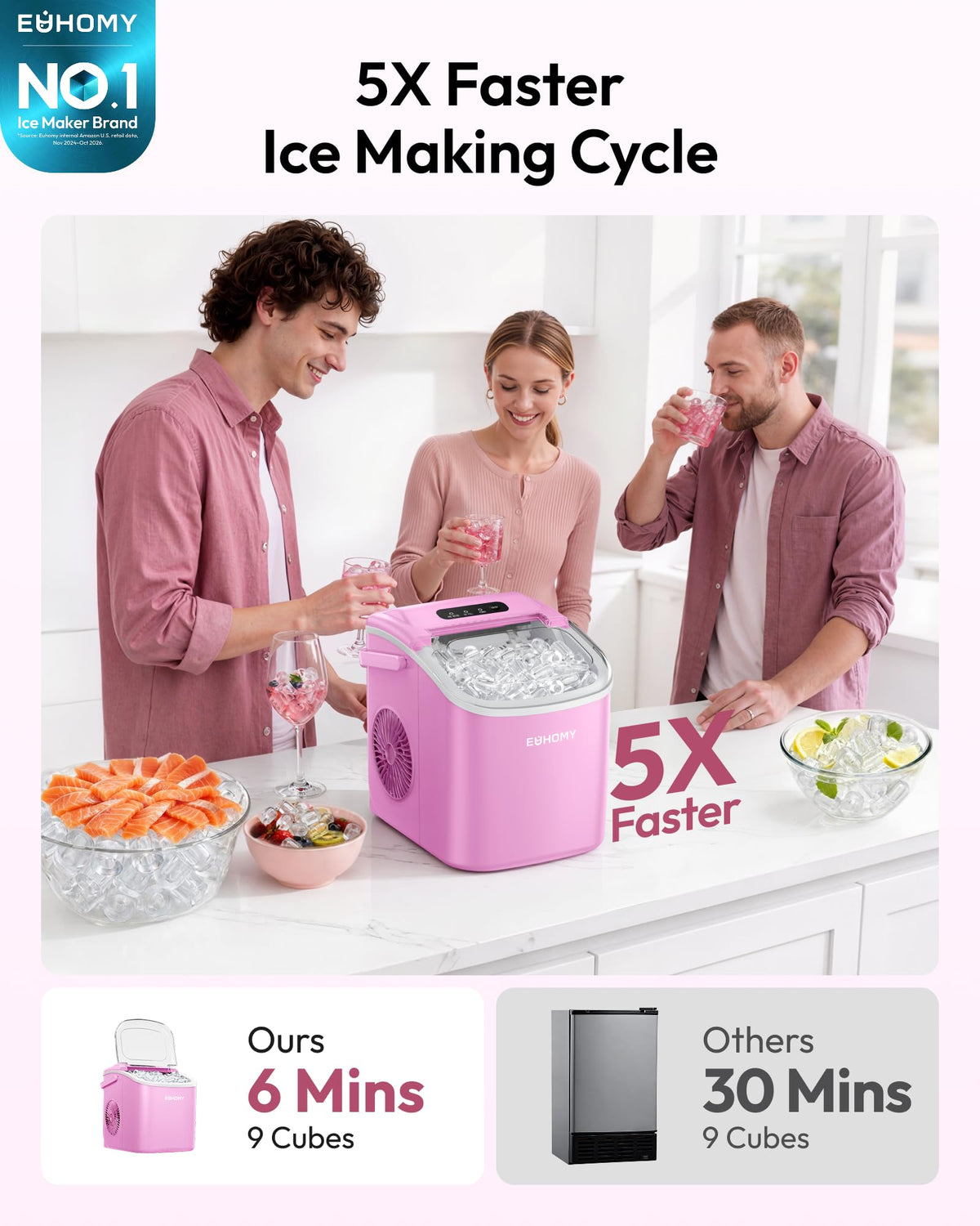 Euhomy Countertop Ice Maker Machine with Handle
