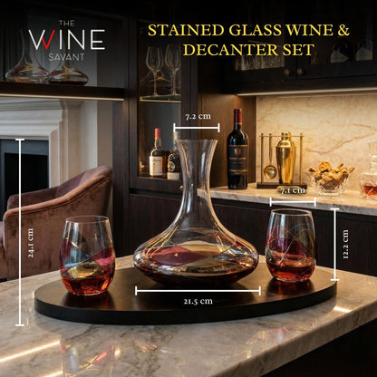 Artisanal Hand Painted Stemless Wine Glasses