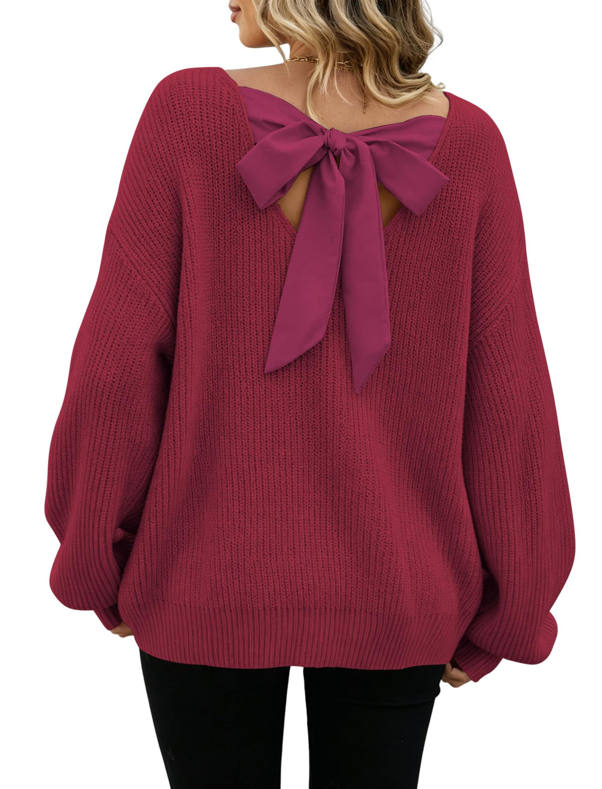ZAFUL Women's Bow Chunky Knit Sweater