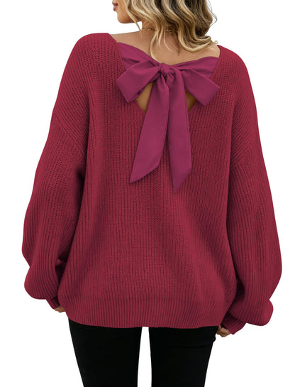 ZAFUL Women's Bow Chunky Knit Sweater
