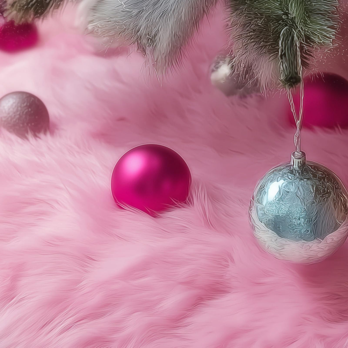 Chichic 60 Inch Christmas Tree Skirt Faux Fur Xmas Tree Skirt Christmas Decorations Holiday Tree Ornaments Tree Decoration for Christmas Home Decorations, Xmas Party Holiday Decorations, Snow White
