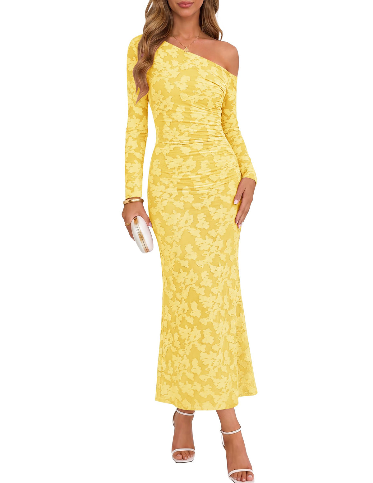 ZESICA Women's Fall Floral Off Shoulder Wedding Guest Dresses
