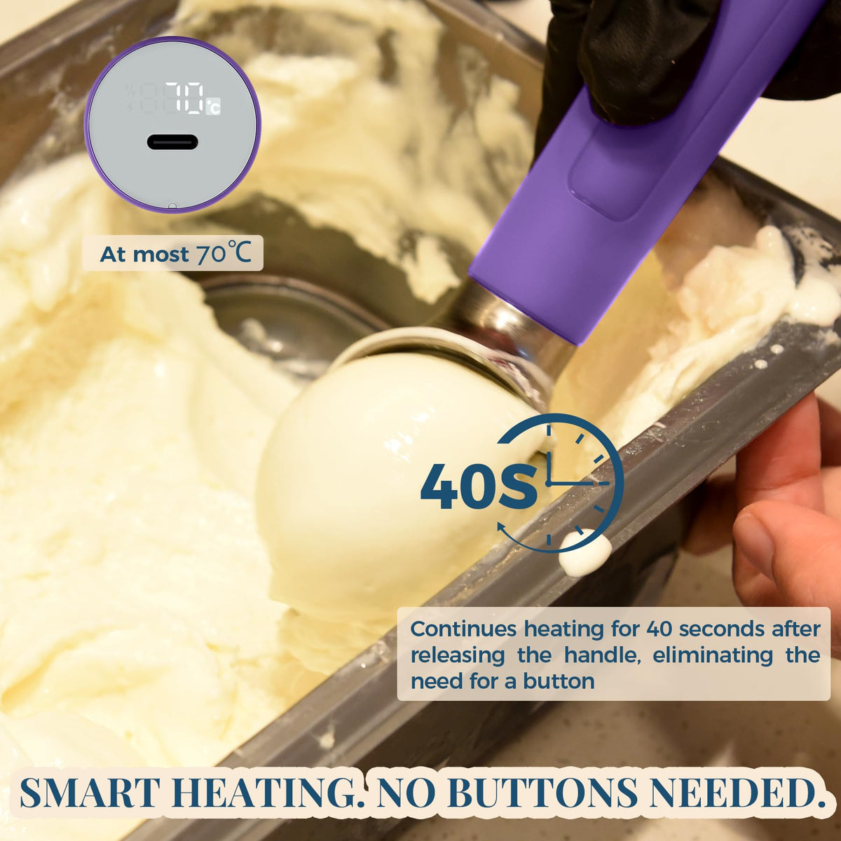 Heated Ice Cream Scoop Rechargeable