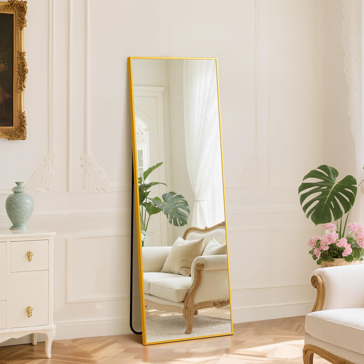 DUMOS 59"x16" Arched Full Length Mirror with Stand