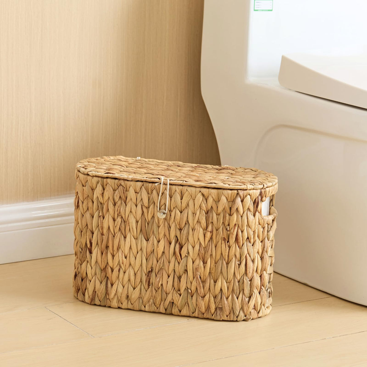 Yangqihome Toilet Paper Storage, Water Hyacinth Toilet Paper Storage with Lid