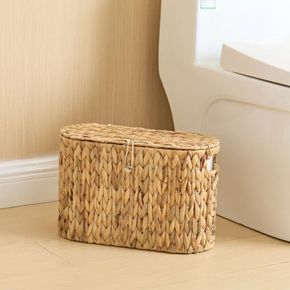 Yangqihome Toilet Paper Storage, Water Hyacinth Toilet Paper Storage with Lid